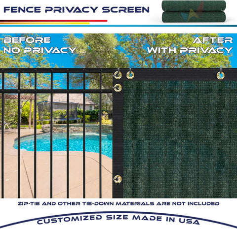 Windscreen4less - Cerca de privacidad resistente de 6 x 50 pies, color negro, ojales de latón, 4.42 onzas por yarda cuadrada, personalizable