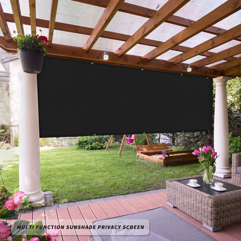 SUNLAX 3'x10' Black Balcony Privacy Screen Fence Windscreen Cover Fabric Shade Netting Mesh Cloth with Grommets UV Protection for Patio, Backyard, Porch, Railing Shield 90%