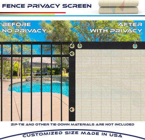 Windscreen4less - Cerca de privacidad resistente de 6 x 50 pies, color negro, ojales de latón, 4.42 onzas por yarda cuadrada, personalizable