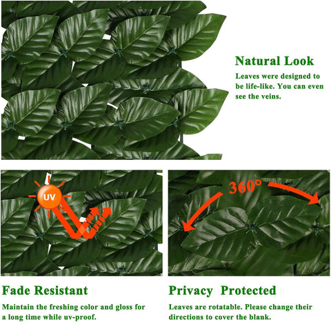 iCover - Rejilla para valla de privacidad de hiedra artificial, 39 x 118 pulgadas, junta reforzada para evitar que las hojas se caigan, paneles de setos sintéticos, enredaderas verdes, valla decorativa para exteriores, jardín