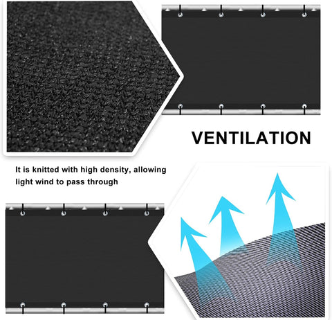 SUNLAX 3'x10' Black Balcony Privacy Screen Fence Windscreen Cover Fabric Shade Netting Mesh Cloth with Grommets UV Protection for Patio, Backyard, Porch, Railing Shield 90%