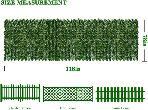 iCover - Rejilla para valla de privacidad de hiedra artificial, 39 x 118 pulgadas, junta reforzada para evitar que las hojas se caigan, paneles de setos sintéticos, enredaderas verdes, valla decorativa para exteriores, jardín