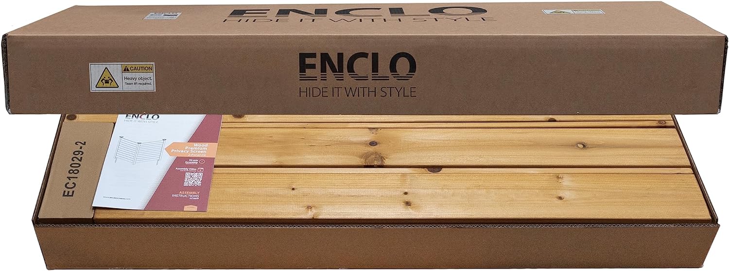 Enclo Privacy Screens EC18009 Charleston - Kit de valla de privacidad para exteriores de madera, con listones sin excavación, 38 pulgadas de ancho x 42 pulgadas de alto, 2 paneles