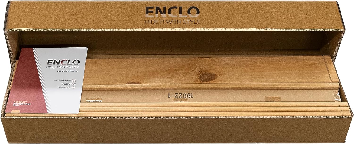 Enclo Privacy Screens EC18009 Charleston - Kit de valla de privacidad para exteriores de madera, con listones sin excavación, 38 pulgadas de ancho x 42 pulgadas de alto, 2 paneles