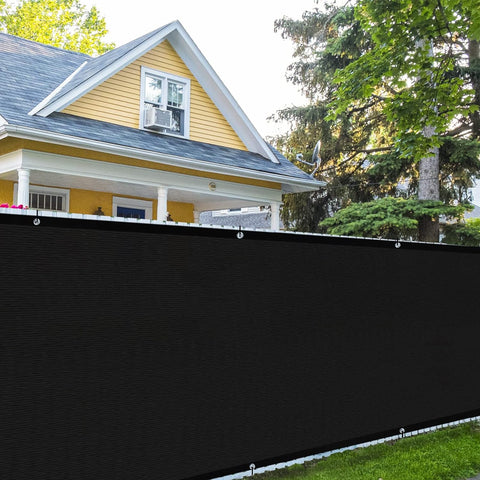 SUNLAX 3'x10' Black Balcony Privacy Screen Fence Windscreen Cover Fabric Shade Netting Mesh Cloth with Grommets UV Protection for Patio, Backyard, Porch, Railing Shield 90%