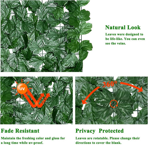 iCover - Rejilla para valla de privacidad de hiedra artificial, 39 x 118 pulgadas, junta reforzada para evitar que las hojas se caigan, paneles de setos sintéticos, enredaderas verdes, valla decorativa para exteriores, jardín