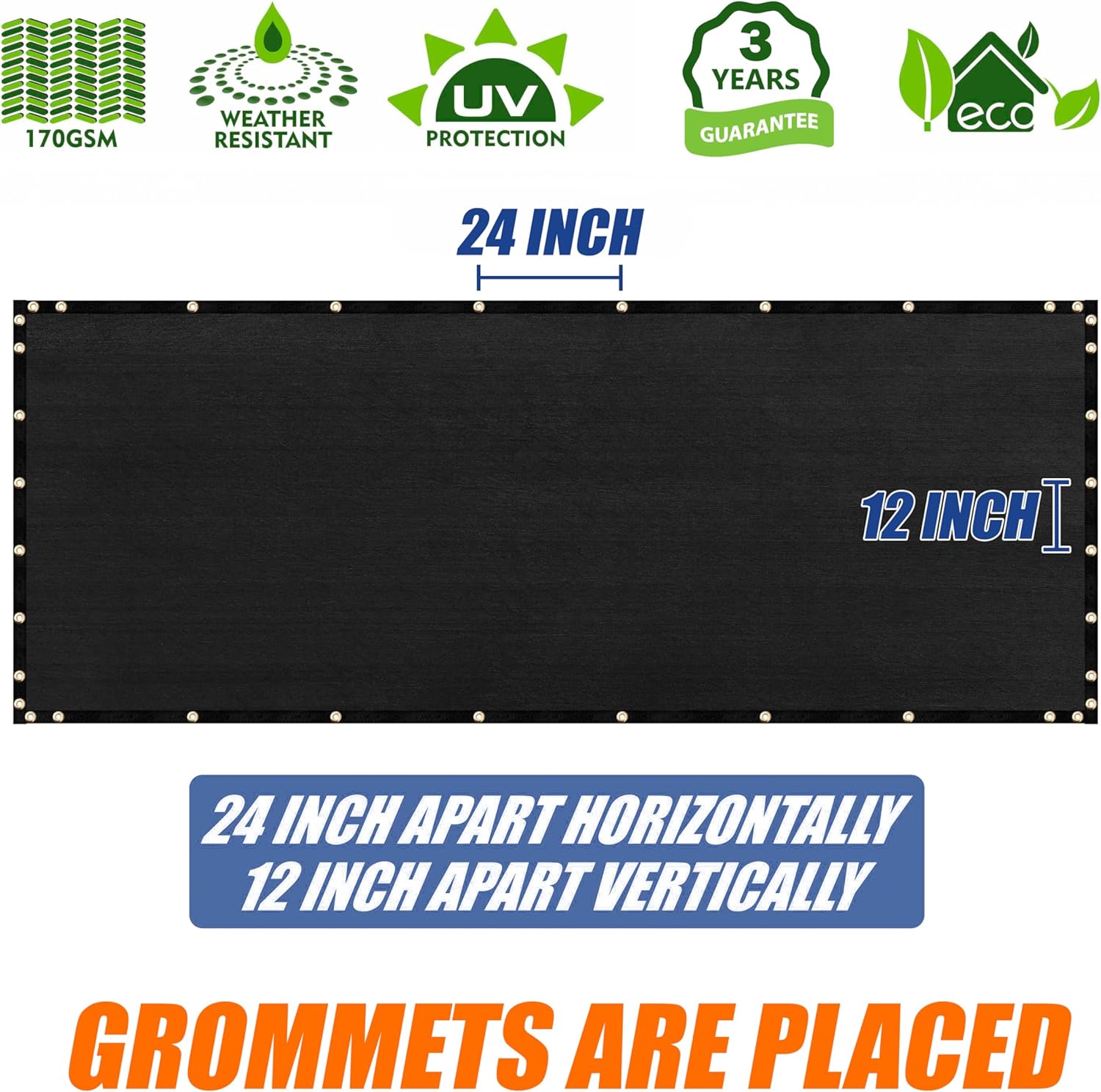 Amgo 4' x 50' Black Fence Privacy Screen, Commercial Standard Heavy Duty Windscreen with Bindings & Grommets, 90% Blockage, Cable Zip Ties Included (We Make Custom Size)