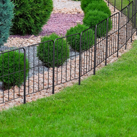 OUSHENG Valla decorativa para jardín, paquete de 10 unidades, total de 10 pies de largo x 24 pulgadas de alto, barrera de alambre de metal inoxidable para animales, borde de flores para paisaje, patio, decoración al aire libre, cuadrado