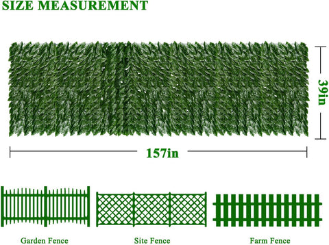 iCover - Rejilla para valla de privacidad de hiedra artificial, 39 x 118 pulgadas, junta reforzada para evitar que las hojas se caigan, paneles de setos sintéticos, enredaderas verdes, valla decorativa para exteriores, jardín