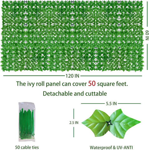 ODTORY Rejilla de pared para valla de privacidad de hiedra artificial, 40 x 120 pulgadas, anti rayos UV, telón de fondo de vegetación de hiedra, setos de hojas de vid, paneles de valla para patio, balcón, jardín, patio trasero, decoración de pared verde p