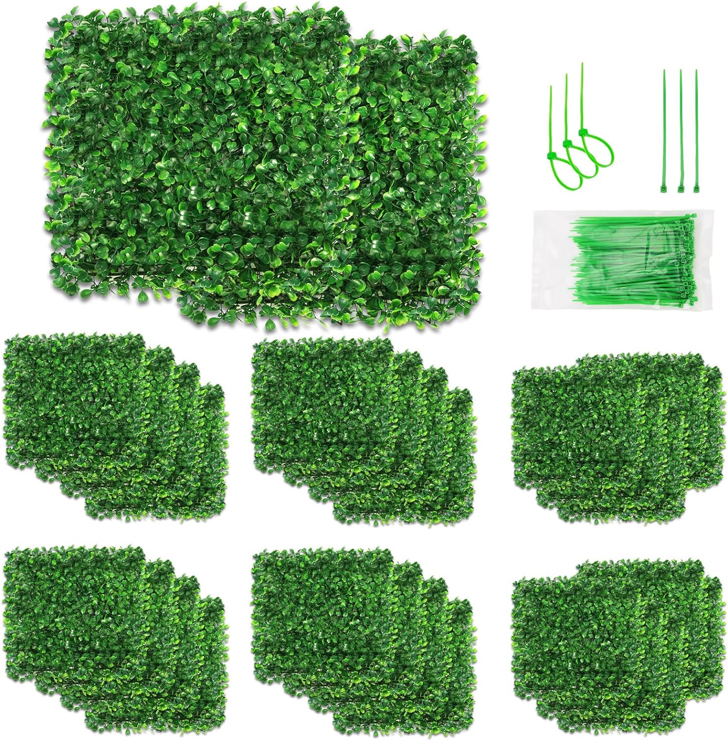 Aboofx Paneles de pared de césped artificial, paquete de 12 paneles de pared de boj de 10 x 10 pulgadas (8.4 pies cuadrados) para decoración de pared interior, paneles de pared de fondo de césped para valla de jardín, pared vegetal, decoración de Navidad