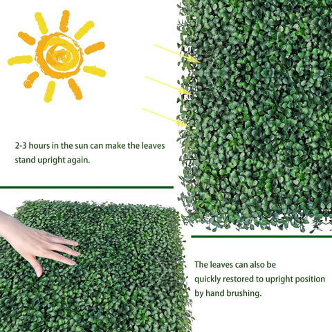 ODTORY Artificial Grass Wall Panel Backdrop,10 X 10 in 12P(8.4 sqft) UV-Anti Greenery Boxwood Panels for Indoor Outdoor Green Wall Decor & Ivy Fence Covering Privacy