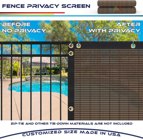 Windscreen4less - Cerca de privacidad resistente de 6 x 50 pies, color negro, ojales de latón, 4.42 onzas por yarda cuadrada, personalizable