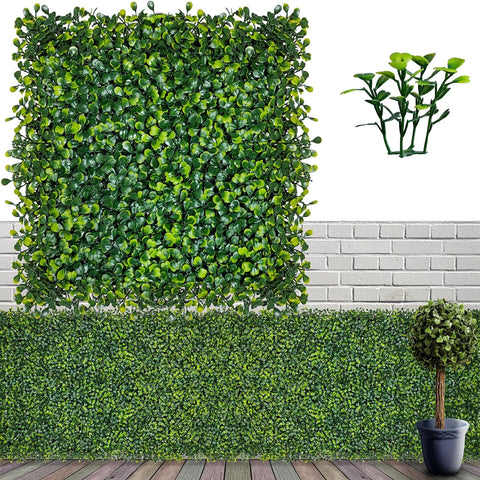 ODTORY Artificial Grass Wall Panel Backdrop,10 X 10 in 12P(8.4 sqft) UV-Anti Greenery Boxwood Panels for Indoor Outdoor Green Wall Decor & Ivy Fence Covering Privacy