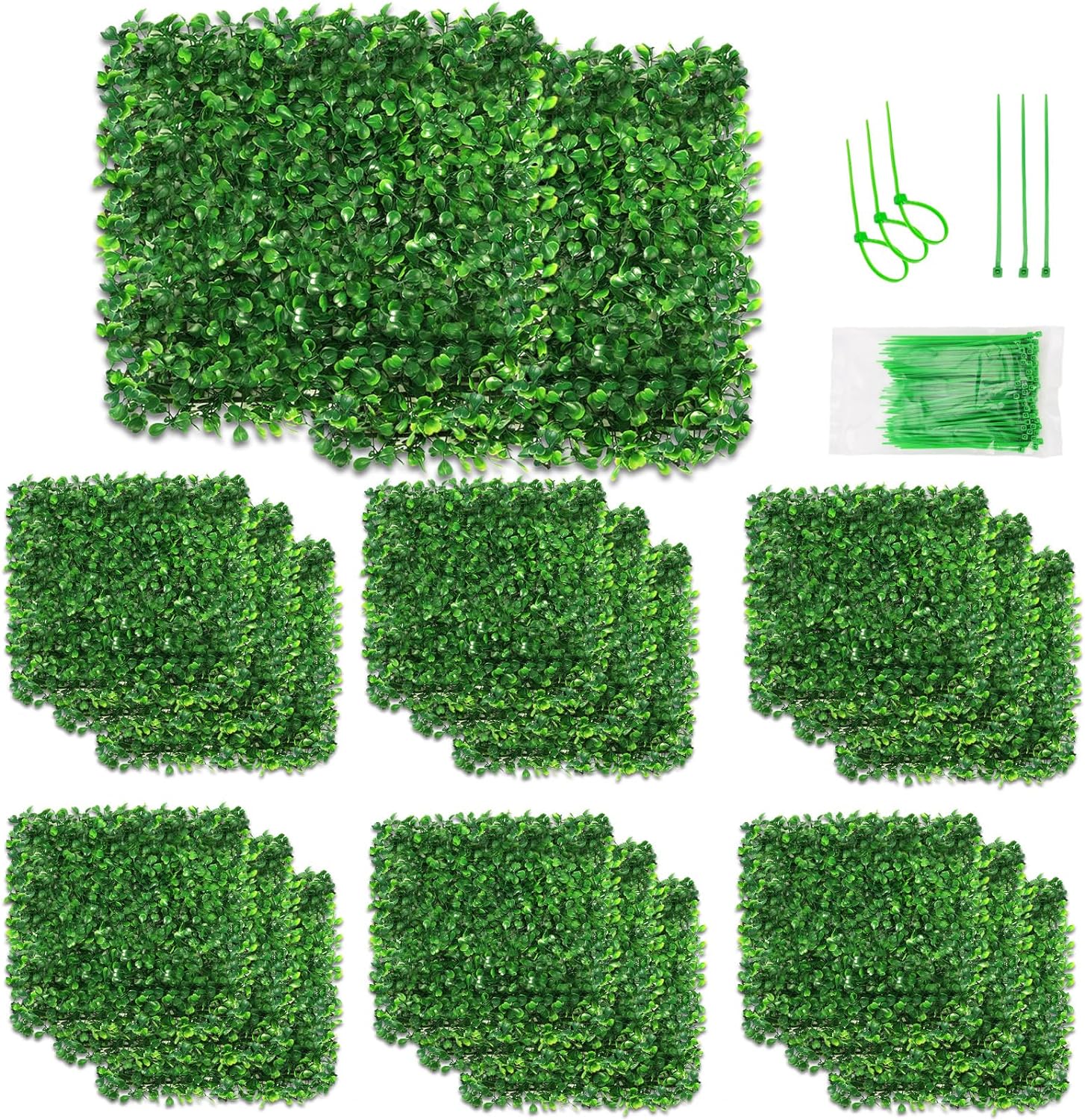 Aboofx Paneles de pared de césped artificial, paquete de 12 paneles de pared de boj de 10 x 10 pulgadas (8.4 pies cuadrados) para decoración de pared interior, paneles de pared de fondo de césped para valla de jardín, pared vegetal, decoración de Navidad