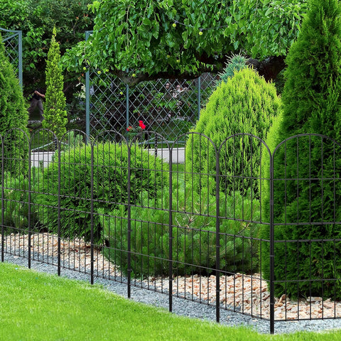 OUSHENG Decorative Garden Fence Fencing 10 Pack, 36in (H) x 10.8ft (L) Rustproof Metal Wire Panel Border Animal Barrier for Dog, Flower Edging for Yard Landscape Patio Outdoor Decor, Arched