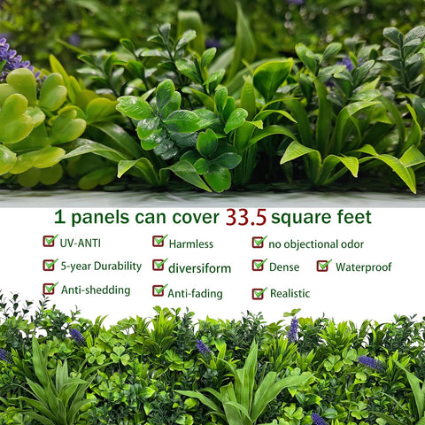 ODTORY Artificial Grass Wall Panel Backdrop,10 X 10 in 12P(8.4 sqft) UV-Anti Greenery Boxwood Panels for Indoor Outdoor Green Wall Decor & Ivy Fence Covering Privacy