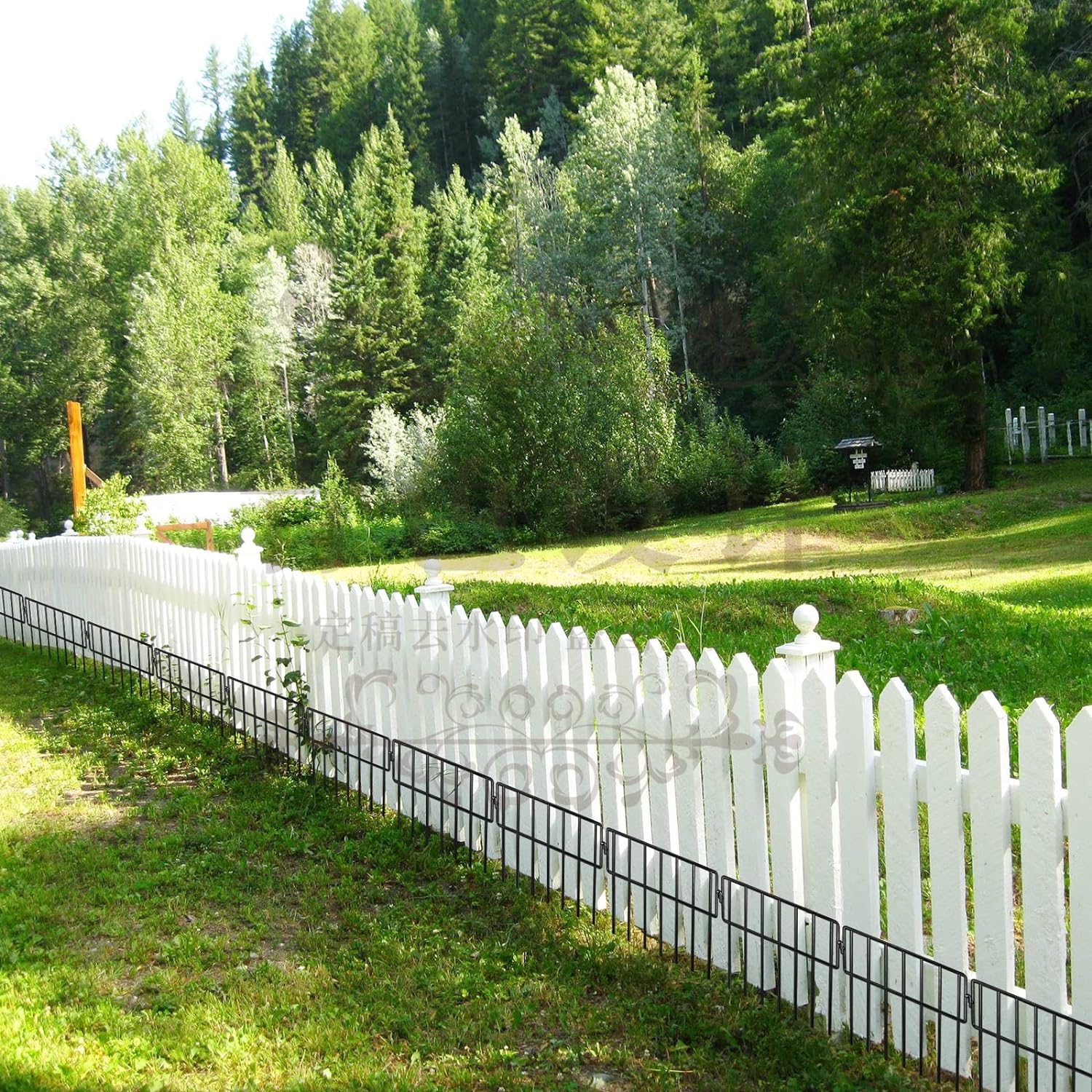 ADAVIN - Paquete de 24 vallas de barrera de animales negros – Valla decorativa de jardín sin excavación de 1.5 pulgadas de espacio de 1.5 pulgadas, borde de panel disuasorio de metal a prueba de óxido para perros, conejos, estacas de suelo, patio al aire