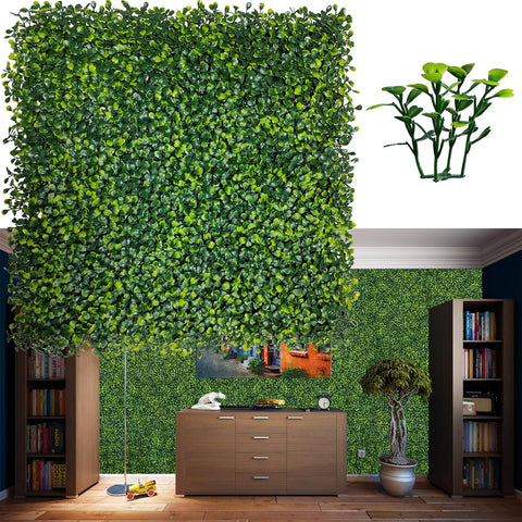 ODTORY Artificial Grass Wall Panel Backdrop,10 X 10 in 12P(8.4 sqft) UV-Anti Greenery Boxwood Panels for Indoor Outdoor Green Wall Decor & Ivy Fence Covering Privacy