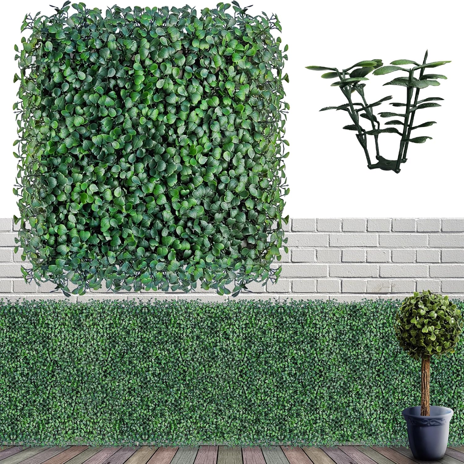 ODTORY Artificial Grass Wall Panel Backdrop,10 X 10 in 12P(8.4 sqft) UV-Anti Greenery Boxwood Panels for Indoor Outdoor Green Wall Decor & Ivy Fence Covering Privacy