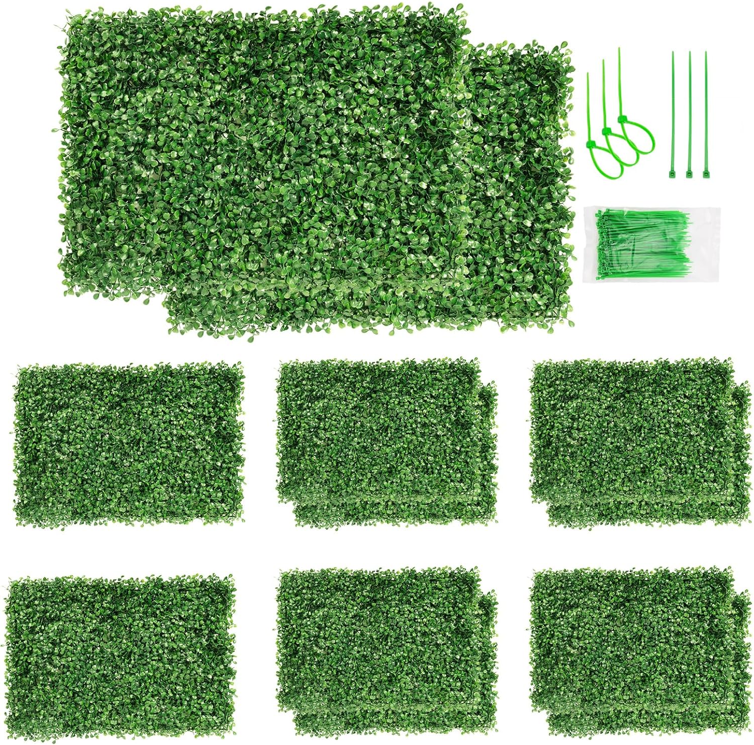 Aboofx Paneles de pared de césped artificial, paquete de 12 paneles de pared de boj de 10 x 10 pulgadas (8.4 pies cuadrados) para decoración de pared interior, paneles de pared de fondo de césped para valla de jardín, pared vegetal, decoración de Navidad