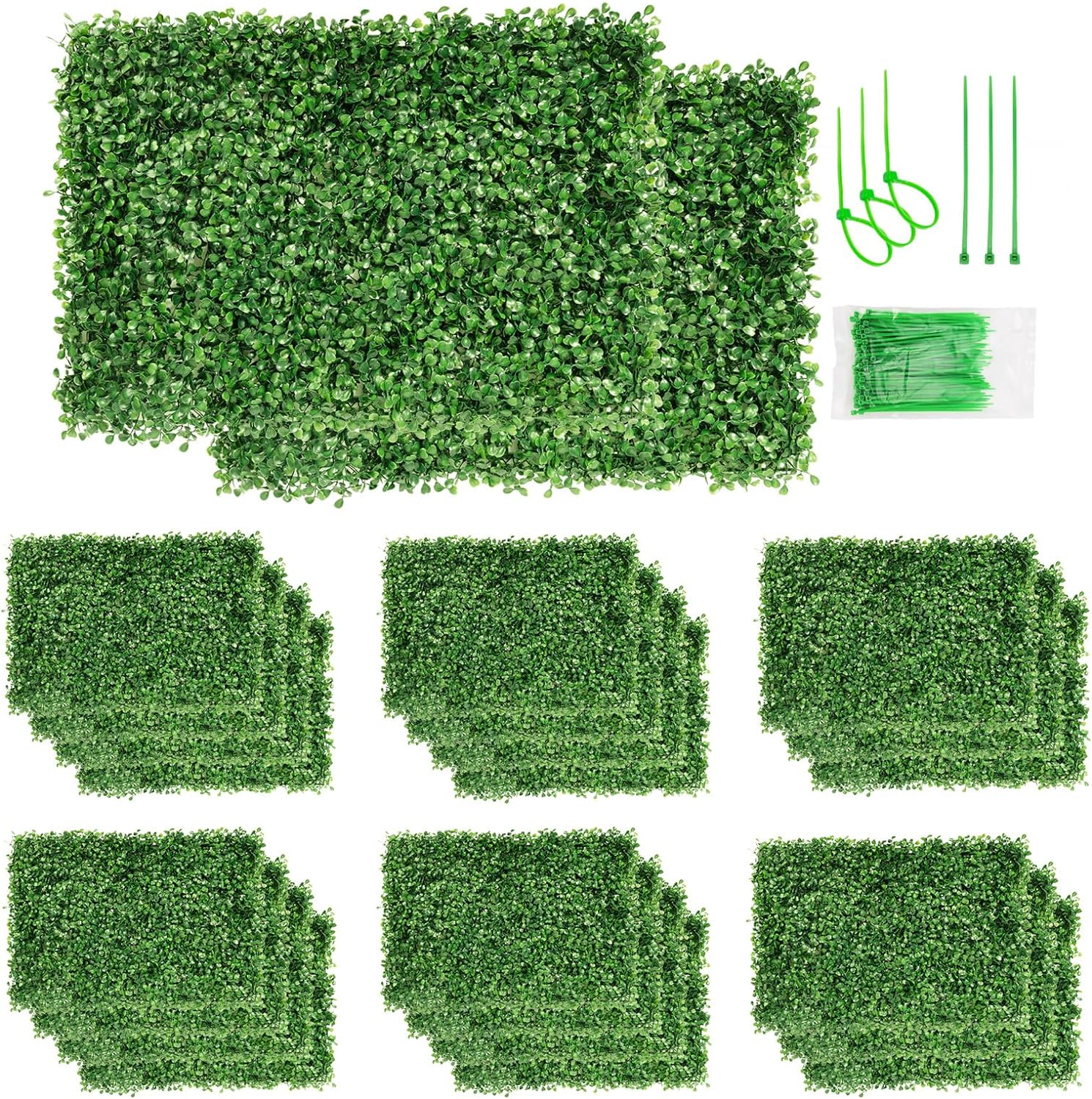 Aboofx Paneles de pared de césped artificial, paquete de 12 paneles de pared de boj de 10 x 10 pulgadas (8.4 pies cuadrados) para decoración de pared interior, paneles de pared de fondo de césped para valla de jardín, pared vegetal, decoración de Navidad