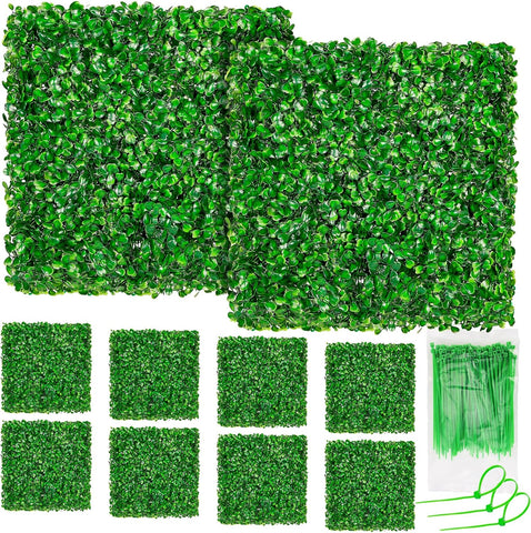 Aboofx Paneles de pared de césped artificial, paquete de 12 paneles de pared de boj de 10 x 10 pulgadas (8.4 pies cuadrados) para decoración de pared interior, paneles de pared de fondo de césped para valla de jardín, pared vegetal, decoración de Navidad