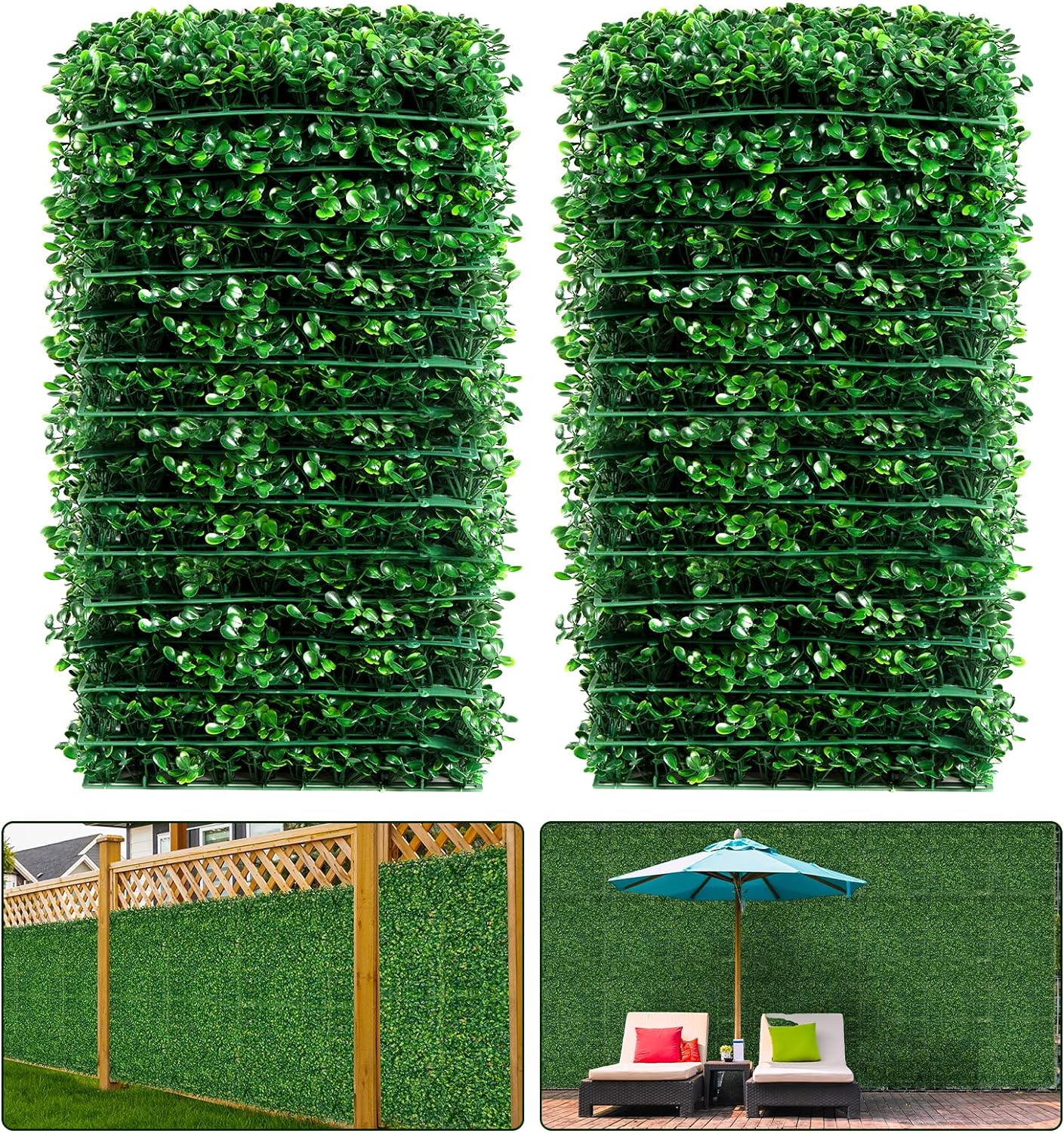 Aboofx Paneles de pared de césped artificial, paquete de 12 paneles de pared de boj de 10 x 10 pulgadas (8.4 pies cuadrados) para decoración de pared interior, paneles de pared de fondo de césped para valla de jardín, pared vegetal, decoración de Navidad