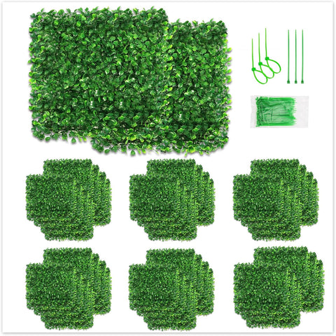 Aboofx Paneles de pared de césped artificial, paquete de 12 paneles de pared de boj de 10 x 10 pulgadas (8.4 pies cuadrados) para decoración de pared interior, paneles de pared de fondo de césped para valla de jardín, pared vegetal, decoración de Navidad