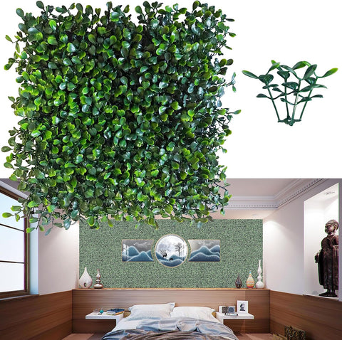 ODTORY Artificial Grass Wall Panel Backdrop,10 X 10 in 12P(8.4 sqft) UV-Anti Greenery Boxwood Panels for Indoor Outdoor Green Wall Decor & Ivy Fence Covering Privacy