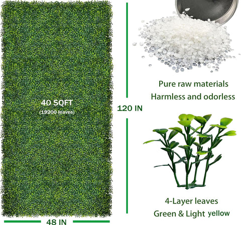 ODTORY Artificial Grass Wall Panel Backdrop,10 X 10 in 12P(8.4 sqft) UV-Anti Greenery Boxwood Panels for Indoor Outdoor Green Wall Decor & Ivy Fence Covering Privacy