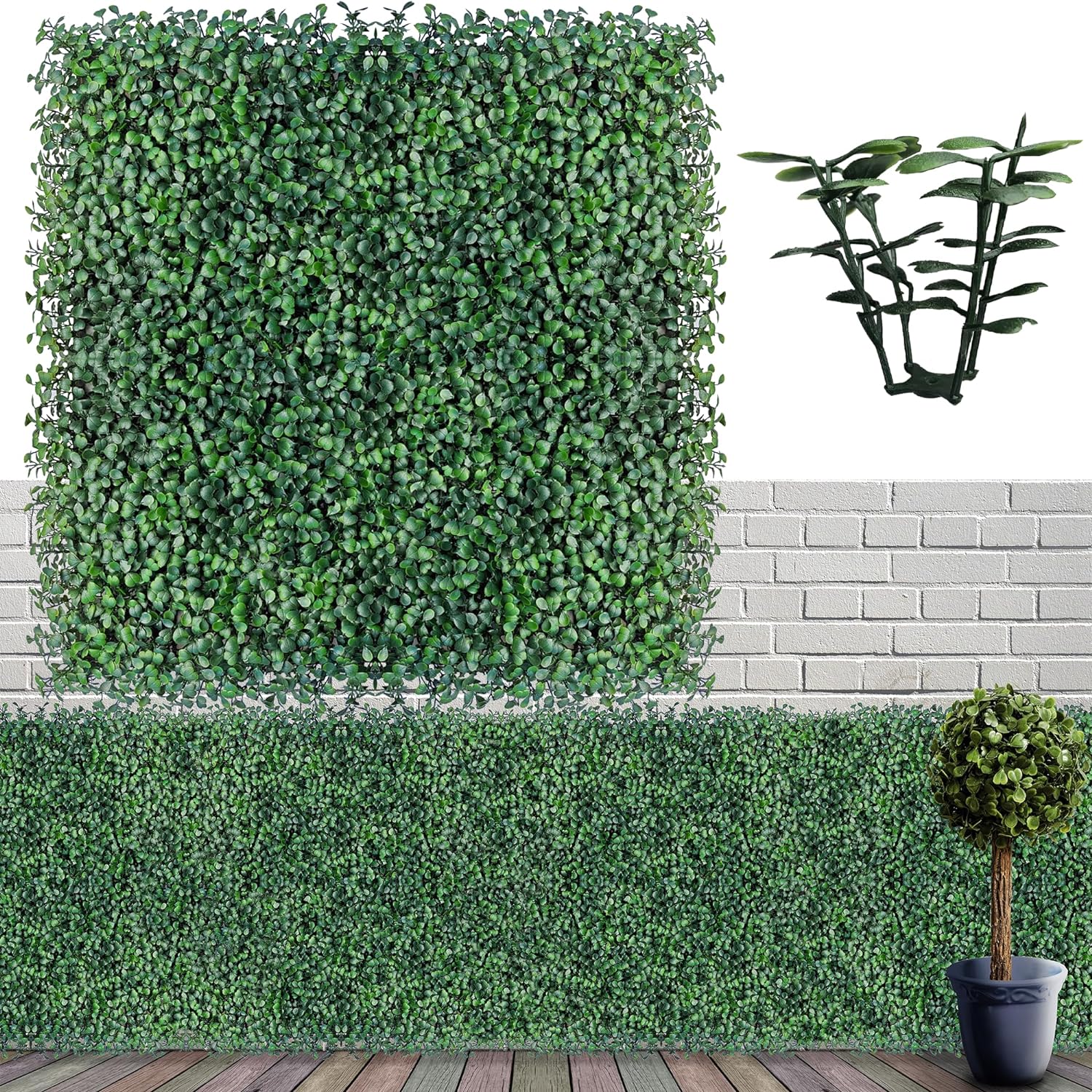 ODTORY Artificial Grass Wall Panel Backdrop,10 X 10 in 12P(8.4 sqft) UV-Anti Greenery Boxwood Panels for Indoor Outdoor Green Wall Decor & Ivy Fence Covering Privacy